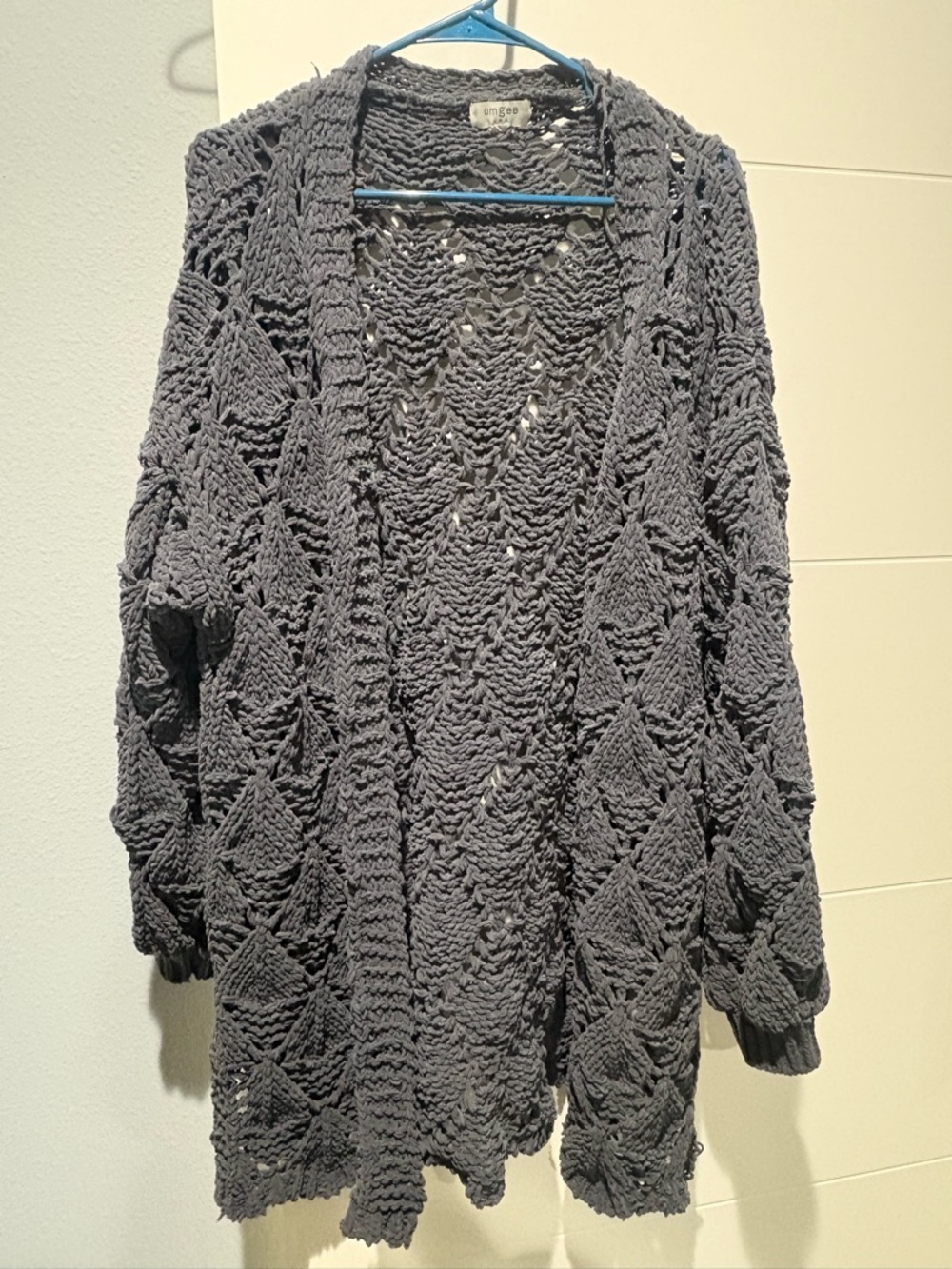 Umgee Women’s Juniors Grey Knit Soft Cardigan Large L
